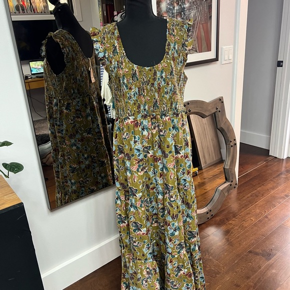 NATURAL LIFE Green Yellow Maxi Sundress Sleeveless - Picture 1 of 8